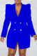 Blue Casual Solid Patchwork Turn-back Collar Long Sleeve Dresses