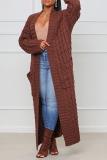 Coffee Street Solid Patchwork Cardigan Collar Outerwear