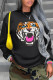 Black Casual Daily Print Basic O Neck Tops
