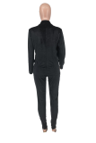 Blue Street Solid Patchwork Turndown Collar Long Sleeve Two Pieces