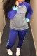 Blue Elegant Print Patchwork Letter Long Sleeve Two Pieces