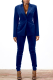 Blue Street Solid Patchwork Turndown Collar Long Sleeve Two Pieces