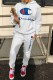 White Street Letter Embroidered Hooded Collar Long Sleeve Two Pieces