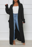 Yellow Street Solid Patchwork Cardigan Collar Outerwear