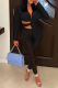 Black Sexy Solid Mesh Turndown Collar Long Sleeve Two Pieces