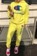 Yellow Street Letter Embroidered Hooded Collar Long Sleeve Two Pieces