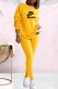 Yellow Casual Print Letter O Neck Long Sleeve Two Pieces