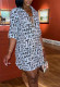 Black And White Casual Letter Chains Turndown Collar Dresses