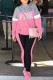 Pink Casual Letter Print Patchwork Hooded Collar Long Sleeve Two Pieces