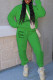 Green Casual Letter Print Patchwork Hooded Collar Long Sleeve Two Pieces