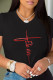 Black Casual Street Print Letter O Neck T-Shirts