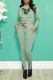 Green Casual Print Patchwork O Neck Long Sleeve Two Pieces