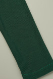 Green Casual Solid Patchwork V Neck Skinny Jumpsuits