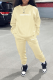 Apricot Casual Print Letter O Neck Long Sleeve Two Pieces