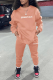Pink Casual Print Letter O Neck Long Sleeve Two Pieces