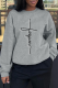 Grey Casual Street Print Letter O Neck Tops