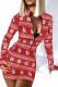 Red Casual Print Patchwork Zipper Collar Long Sleeve Dresses