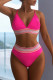 Rose Red Sexy Solid Patchwork Backless Swimwears (With Paddings)