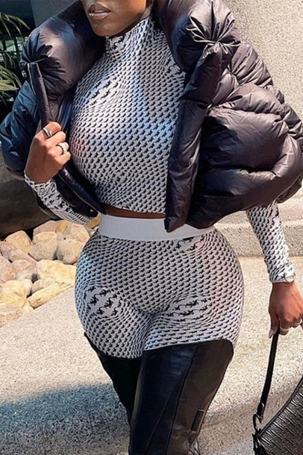 Black Casual Solid Patchwork Mandarin Collar Outerwear