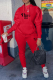 Red Street Print Patchwork Hooded Collar Long Sleeve Two Pieces