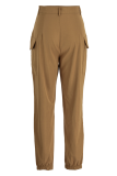 Khaki Fashion Solid Patchwork Harlan High Waist Harlan Solid Color Bottoms