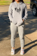 Grey Street Print Patchwork Hooded Collar Long Sleeve Two Pieces
