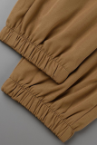 Khaki Fashion Solid Patchwork Harlan High Waist Harlan Solid Color Bottoms