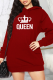 Burgundy Casual Print Patchwork Hooded Collar Straight Dresses