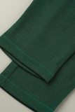Green Casual Solid Patchwork V Neck Skinny Jumpsuits