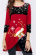 Red Casual Print Patchwork O Neck Tops