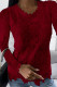 Burgundy Casual Solid Patchwork O Neck Tops