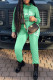 Green Casual Letter Print Patchwork Basic Hooded Collar Long Sleeve Two Pieces