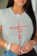 Grey Casual Street Print Letter O Neck T-Shirts