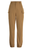 Khaki Fashion Solid Patchwork Harlan High Waist Harlan Solid Color Bottoms