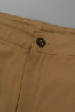 Khaki Fashion Solid Patchwork Harlan High Waist Harlan Solid Color Bottoms
