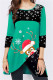Green Casual Print Patchwork O Neck Tops