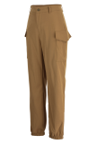 Khaki Fashion Solid Patchwork Harlan High Waist Harlan Solid Color Bottoms