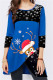 Blue Casual Print Patchwork O Neck Tops