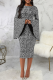 Black And White Street Print Patchwork O Neck Pencil Skirt Dresses