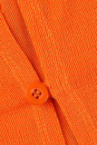 Orange Sexy Casual Solid Patchwork V Neck Short Sleeve Two Pieces
