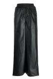 Ginger Casual Solid Patchwork Straight Mid Waist Wide Leg Solid Color Bottoms