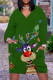 Green Casual Print Patchwork V Neck Long Sleeve Dresses