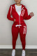 Red Casual Daily Letter Print Patchwork Hooded Collar Long Sleeve Two Pieces