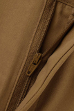 Khaki Fashion Solid Patchwork Harlan High Waist Harlan Solid Color Bottoms