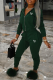 Ink Green Street Print Patchwork Hooded Collar Long Sleeve Two Pieces