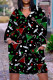 Black Green Casual Print Patchwork V Neck Long Sleeve Dresses