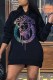 Black Street Figure Patchwork Hooded Collar One Step Skirt Dresses
