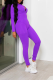 Purple Sexy Solid Patchwork Half A Turtleneck Long Sleeve Two Pieces