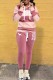 Pink Casual Striped Print Patchwork Letter Hooded Collar Long Sleeve Two Pieces