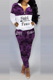 Red Street Camouflage Print Patchwork Turndown Collar Long Sleeve Two Pieces